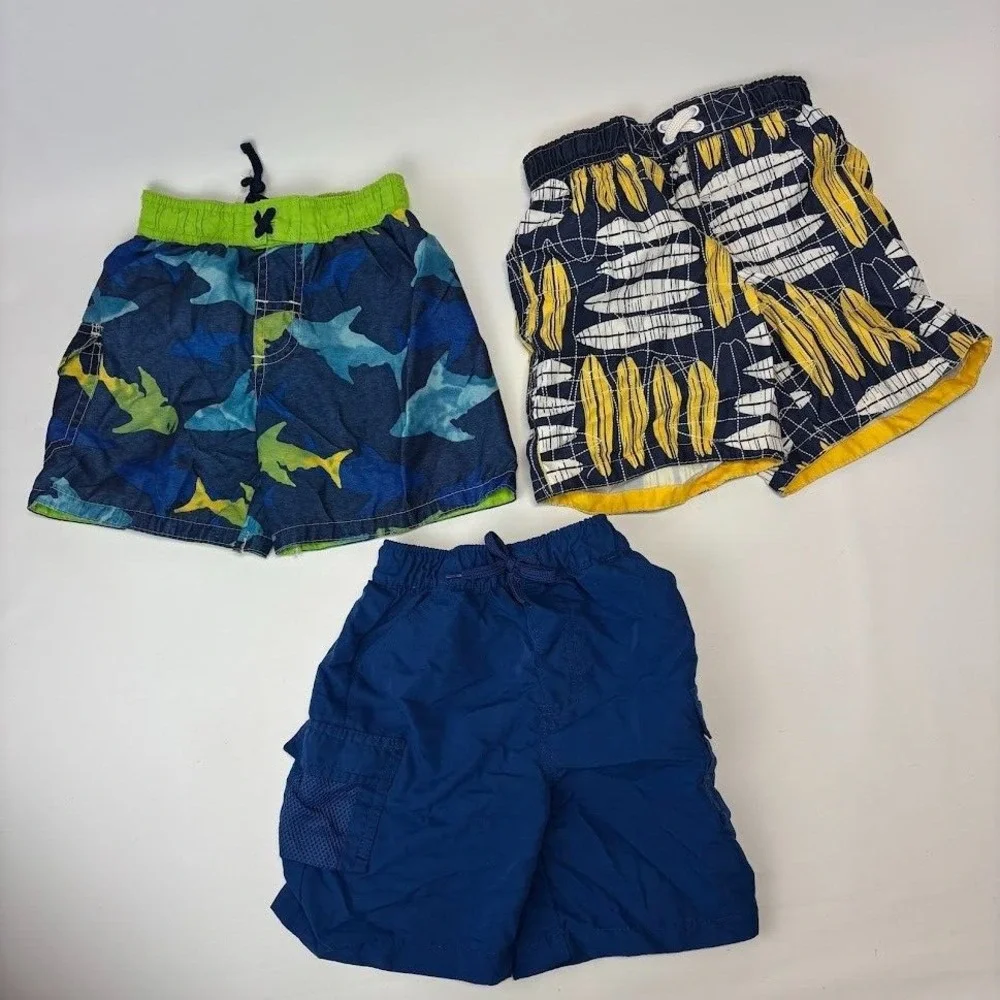 Boys Swimwear Lot 5 pcs Size 2T 24M 3‎ Shorts 2 lycra Rash Guard Tops Y2K Surf